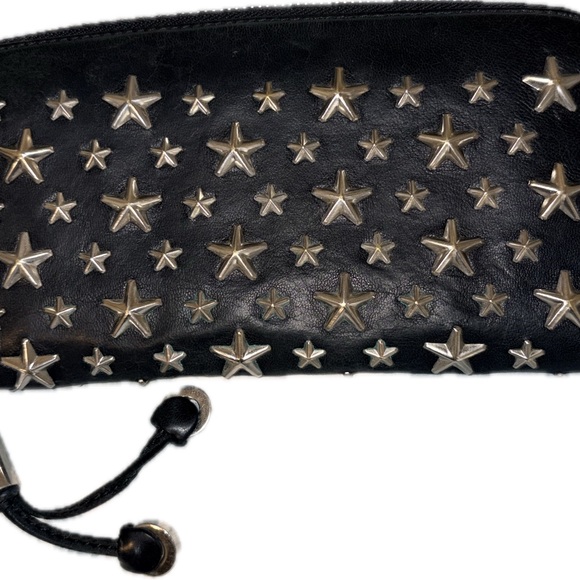 Jimmy Choo Filipa Black Wallet with Silver Star Studs - Picture 2 of 12